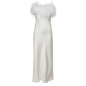 NWOT SLEEPER Boheme WHITE Slip Dress with Feathers SIZE M